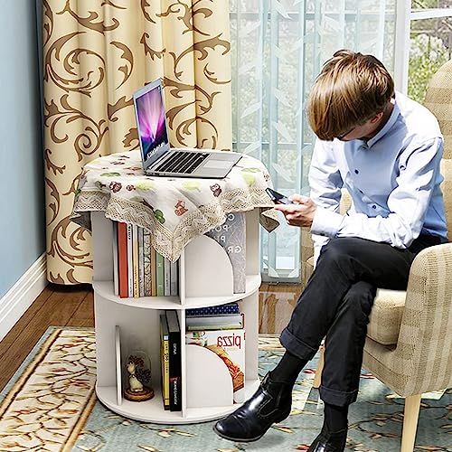 Bookshelf flexible Bookcases 360° Rotating Bookshelf 1-6 Tier Standing Bookcase Round White Book Rack Small Space Home Corner Bookshelf Organizer perfect furniture