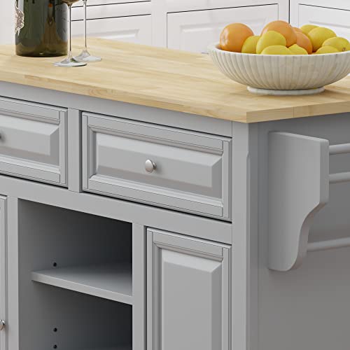 Glenwillow Home Kitchen Cart in Cherry with Wood Top