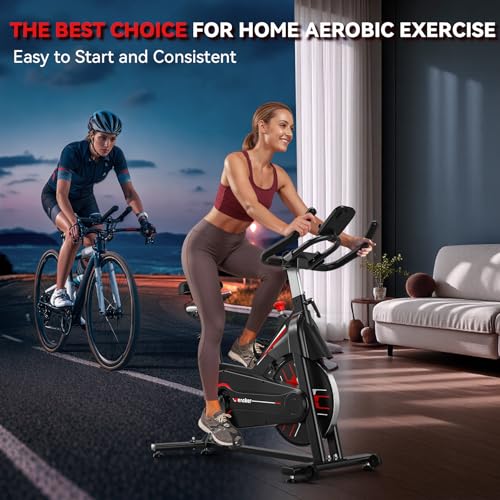 Exercise Bike, WENOKER Stationary Bike for Home, Indoor Bike with Whisper Quiet, Heavy Flywheel and Upgraded Digital Display