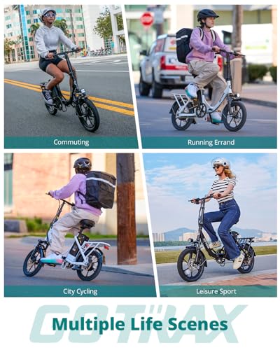 Gotrax 16" Folding Electric Bike, Max 28Miles Range(Pedal-Assist) & Speed 15.5Mph Power by Peak 500W, E-Bike with Removable Battery, Suspension & Adjustable Size, Commuter Bicycle for Adults/Teens
