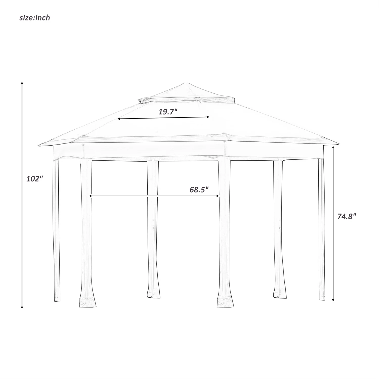 Visentor Patio Gazebo, 13x13FT Outdoor Garden Gazebo Tent with Mosquito Netting Sidewalls