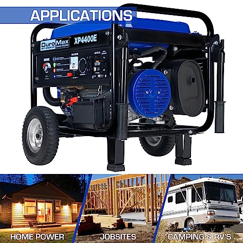 DuroMax XP4400E Gas Powered Portable Generator-4400 Watt Electric Start-Camping & RV Ready, 50 State Approved, Blue/Black