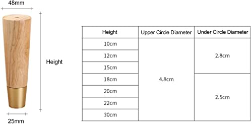 Furniture Table Legs, Set of 4 Table Legs Solid Rubber Wood Chair Legs with Screws Sofa Legs Desk Legs Replacement Leg for Office Desk, Coffee Table, Kitchen Table (Color : A, Size : 22cm/8.6in)(A,18