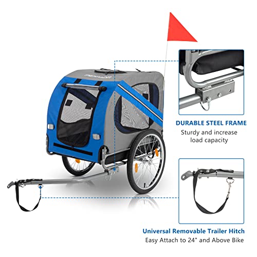 PEXMOR Dog Bike Trailer, Folding Pet Dog Trailer Cart for Bicycle, Bike Cargo Wagon Carrier w/Universal Hitch & 20" Wheel