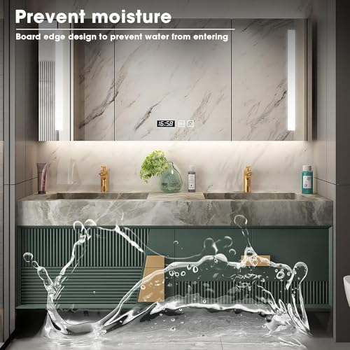 Double Bathroom Vanity Sink Set - Bathroom Vanity with Ceramic Basin Wall Mouted Cabinet includes Fashionable Green Solid Wood Cabinet Door Drawer (52IN)