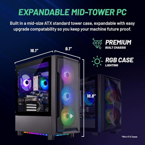 Skytech Nebula Gaming PC Desktop, Ryzen 5 5600 3.5 Ghz (4.4GHz Turbo Boost), NVIDIA RTX 3050 6GB GDDR6, 1TB SSD, 16GB DDR4 RAM 3200, 650W Gold PSU, Wi-Fi, Win 11 Home