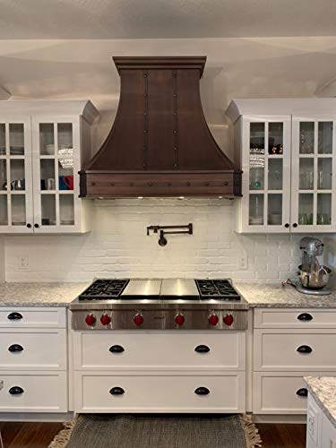 SINDA Handcrafted Copper Range Hood with Professional Liner Insert, Stainless Steel Vent, LED Lights & Baffle Filters, H3STR