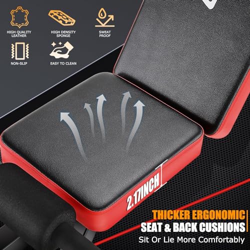 OPPSDECOR Weight Bench Set with Squat Rack, 6 in 1 600lbs Foldable Bench Press Set With Removable Leg Catch, Adjustable Incline Flat Decline Sit Up Workout Bench, Strength Training for Home Gym