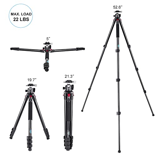 Carbon Fiber Tripod,Lightweight Portable Travel Tripod with Low Profile Ball Head with 1/4" Quick Release Plate Compatible with Camera Max Load 22lbs…