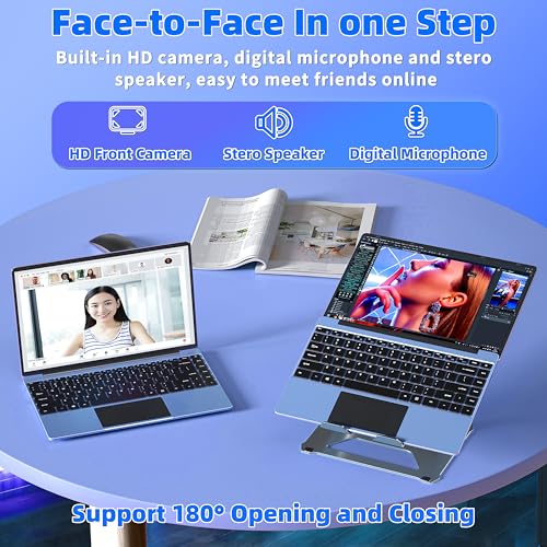 14 "Blue Laptop Computer, Ultra-Light and Portable, Celeron N5105,DDR4 16GB RAM 512G SSD, FHD(1920 x 1080) IPS,Win 11 Pro PC, Convertible 180°,Perfect for Study/Travel Work/Office/Play (512G SSD)