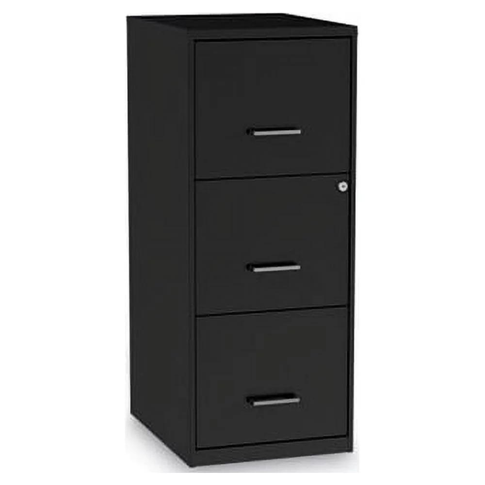 Soho Vertical File Cabinet 3 Drawers: File/File/File, Letter, Black, 14" x 18" x 34.9"