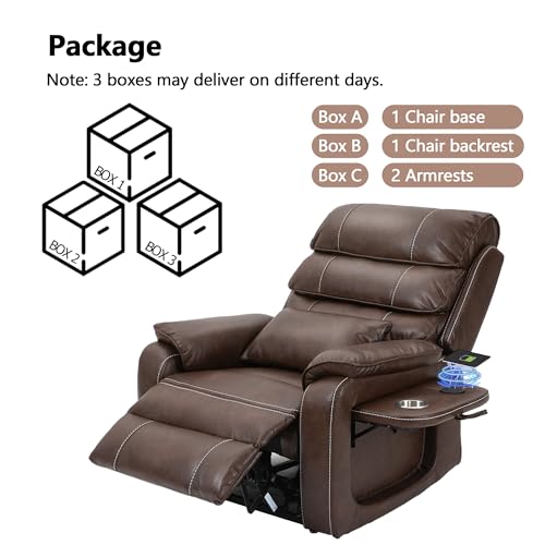 Power Lift Chair Lay Flat Recliner Infinite Position Electric Dual Motor Stand Up Lift Chair with Massage and Heat for Adults,Heavy Duty Recliners with 2 Remote Controls and Two Cup Holders
