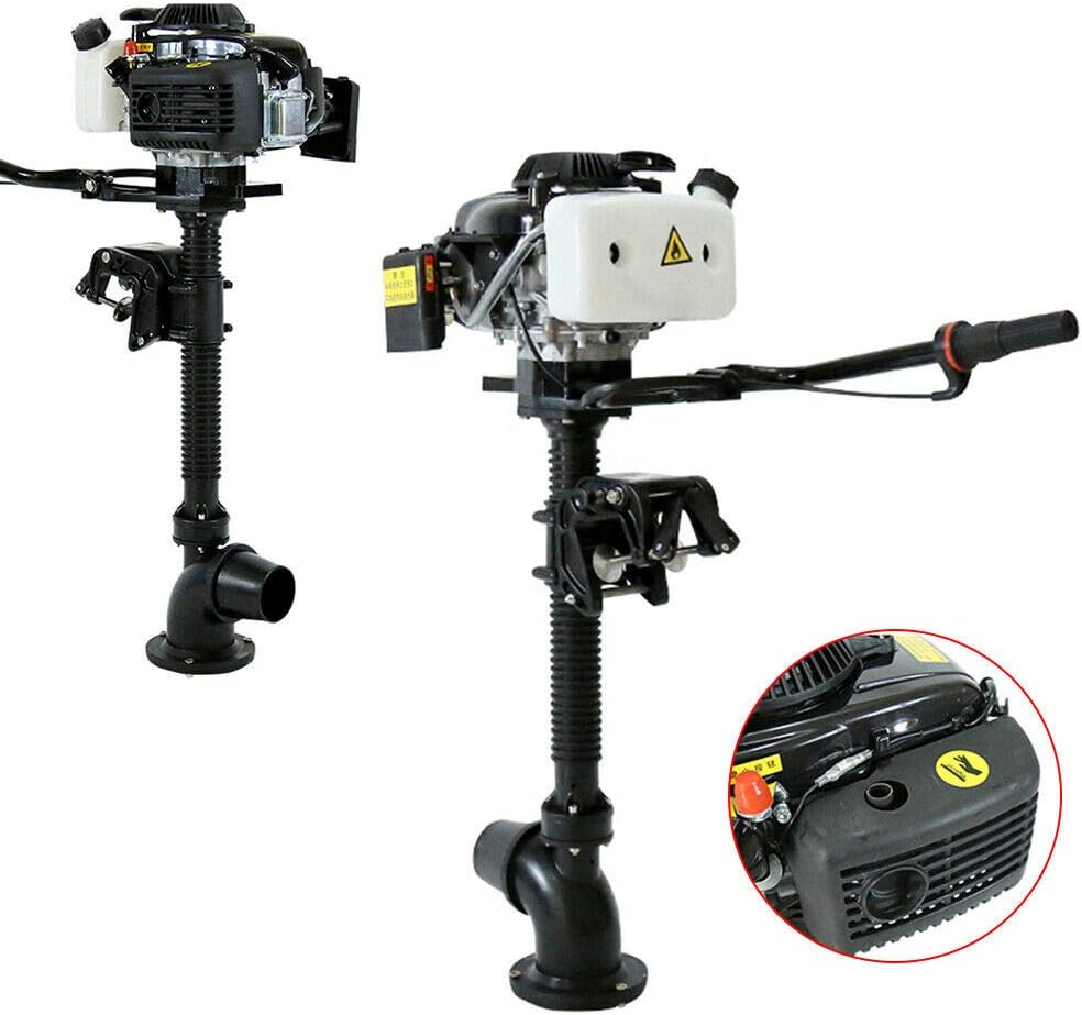 Boat Engine, 4HP 4 Stroke 55CC Outboard Motor Wind Cooling Tiller Control Outboard Motor CDI Ignition System Fishing Boat Engine, Boat Engine for Inflatable Boats, Fishing Boats, Small Yachts