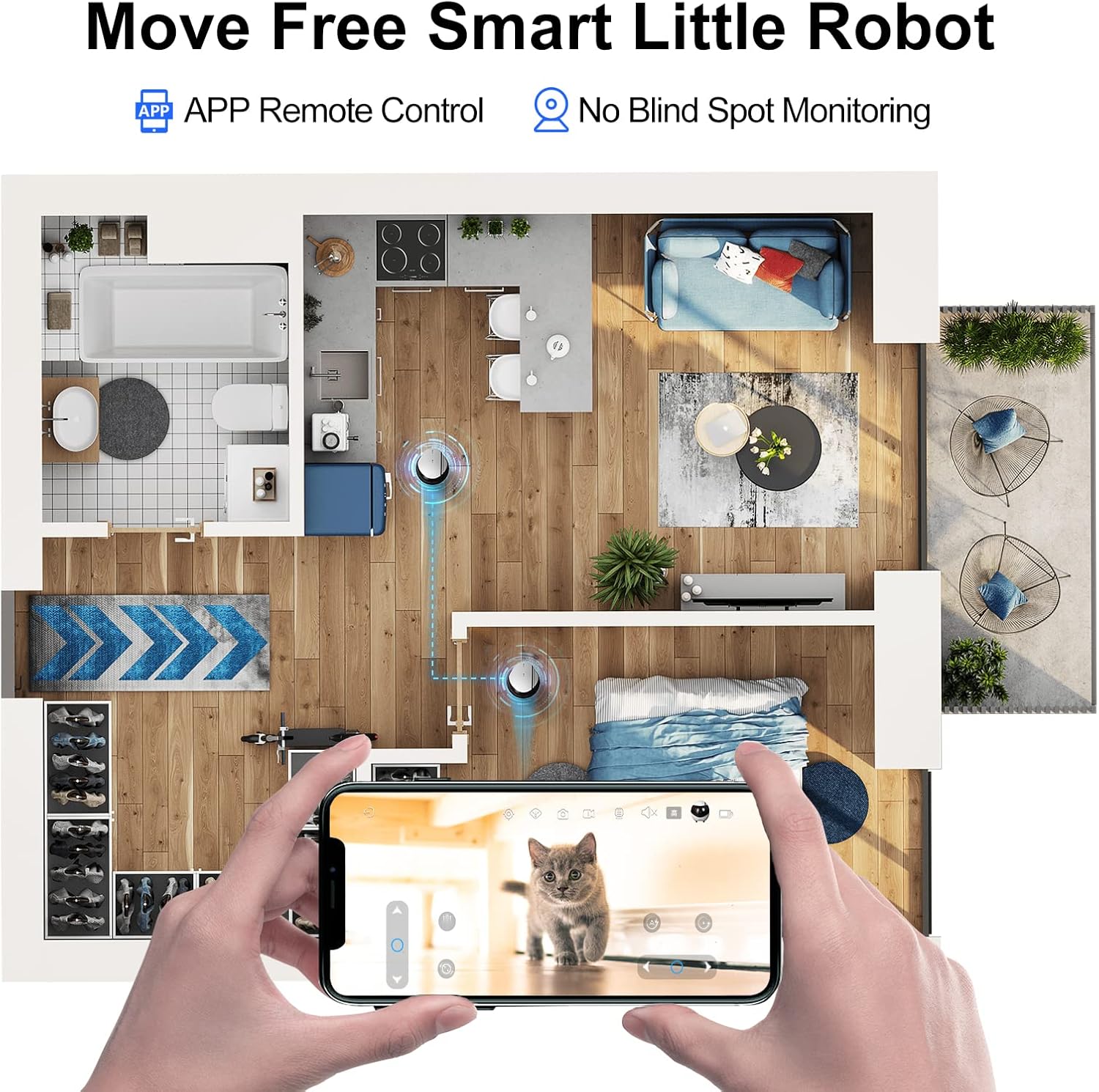 Enabot Security Monitor Home Robot Pet Camera, 2 Way Audio AI Tracking Monitors with E-Pet, Wireless Self-Charging Night Vision Companion for Elderly Pet Kid, 32GB SD Card APP Remote Control