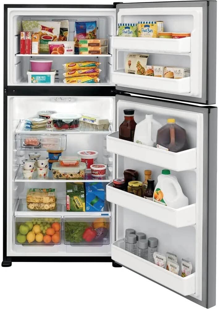 Frigidaire FFHT1835VS 30 Inch Freestanding Top Freezer Refrigerator with 18.3 cu. ft. Total Capacity, 2 Glass Shelves, 4.9 cu. ft. Freezer Capacity, Right Hinge with Reversible Doors, Crisper Drawer,