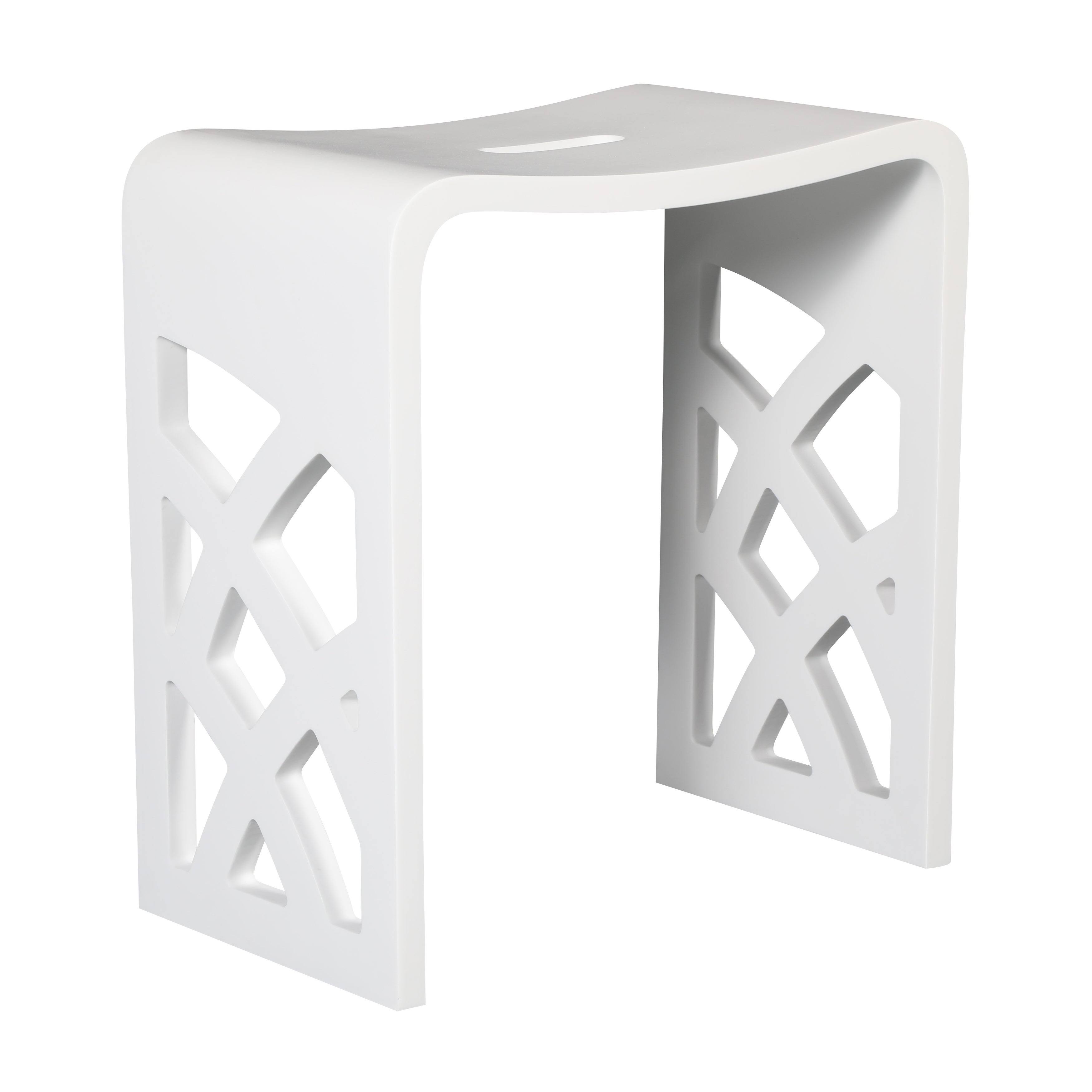 Alfi ABST88 Designer Solid Surface Resin Bathroom u0026 Shower Stool White Matte