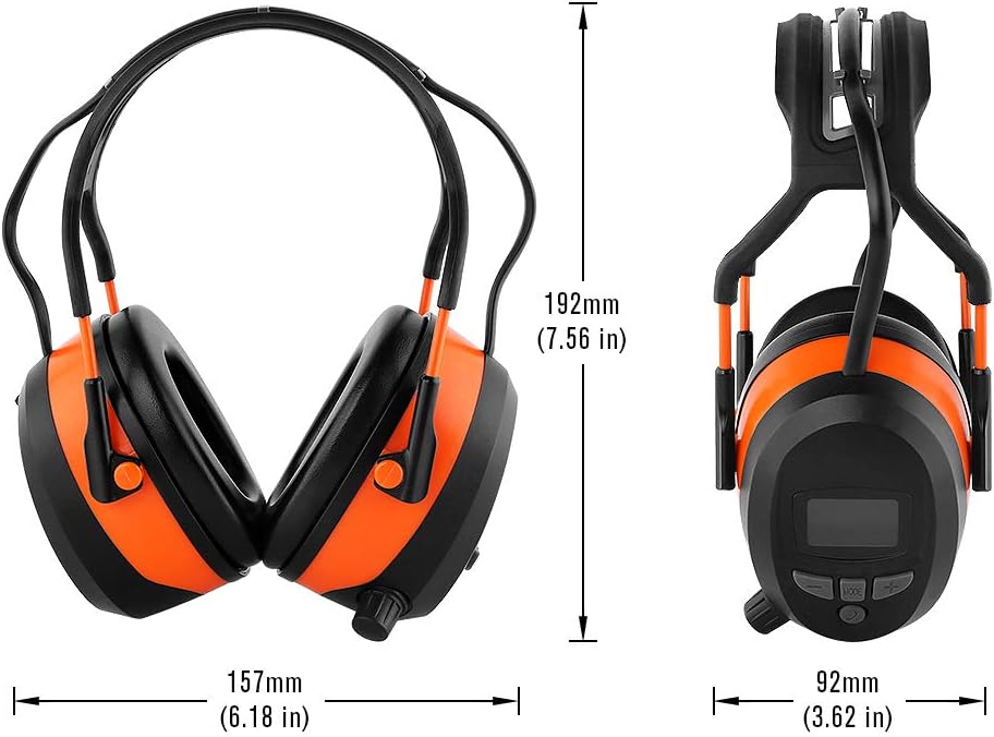 FM MP3 Bluetooth Radio Headphones Wireless Cancelling Headphones with 4GB Memory Card Built-in Mic Electronic Noise Reduction Safety Ear Muffs Protection for Lawn Mower Work by WULFPOWERPRO Pack of 2