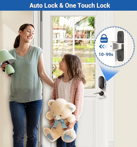 Veise Fingerprint Door Lock with 2 Lever Handles - Keyless Entry Door Lock, Keypad Door Lock with Handle, Electronic Deadbolt Front Door Lock Set, Auto Lock, Easy Installation, Oil Rubbed Bronze