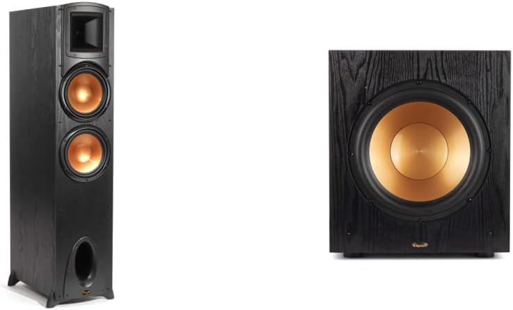 Klipsch Synergy Black Label F-300 Floorstanding Speaker with Proprietary Horn Technology, Dual 8” High-Output Woofers, with Room-Filling Sound in Black
