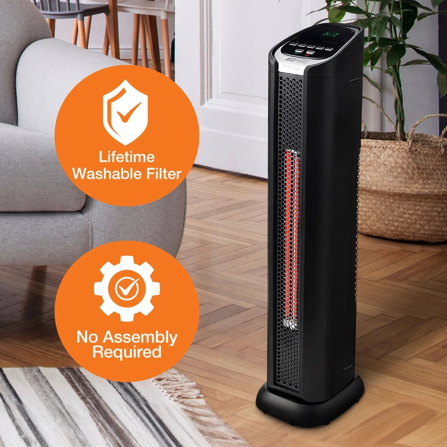 Lifesmart New LifePro 1500W Electric Infrared Quartz Tower Space Heater