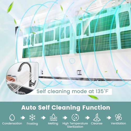 RELAX4LIFE Mini Split Ac/Heating System - Mini Split Air Conditioner w/Heat Pump, Remote Control, Timer, Self-Cleaning, Installation Kit, Inverter Split AC Unit