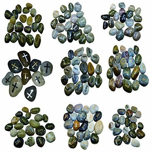 Oen Wholesale Inspirational Word River Stones Etched Bulk Lot 40pcs Big Stones Hope