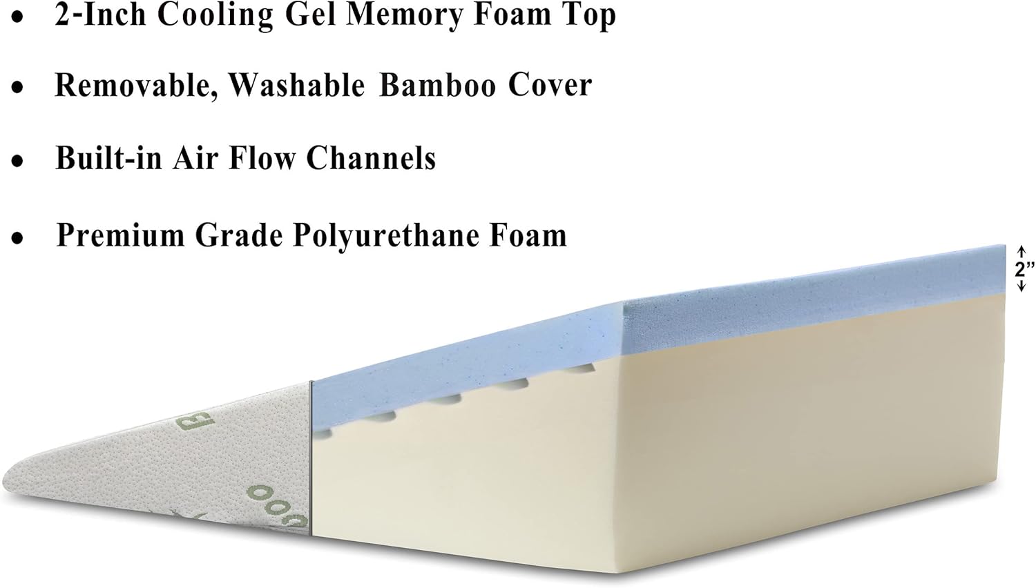 InteVision Extra Large Foam Bed Wedge Pillow (33" x 30.5" x 7.5") & Headrest Pillow in ONE Package - 2" Memory Foam Top - Helps Relief for Acid Reflux, Post Surgery, Snoring, and Back Pain