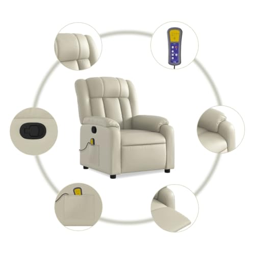 Massage Recliner Chair Cream Faux Leather,UltraComfortable Massage Recliner Chair with Adjustable Positions and, Massage Living Room Furniture