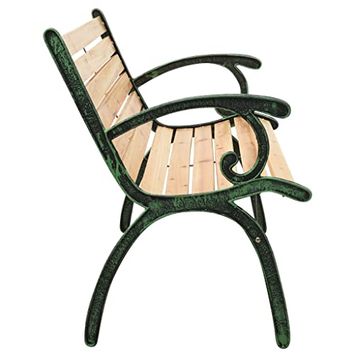 Patio Benches Patio Bench 48.4" Cast Iron and Solid Firwood,Sturdy Wooden Patio Bench with Cast Iron Legs for Outdoor Garden Outdoor Furniture & Accessories