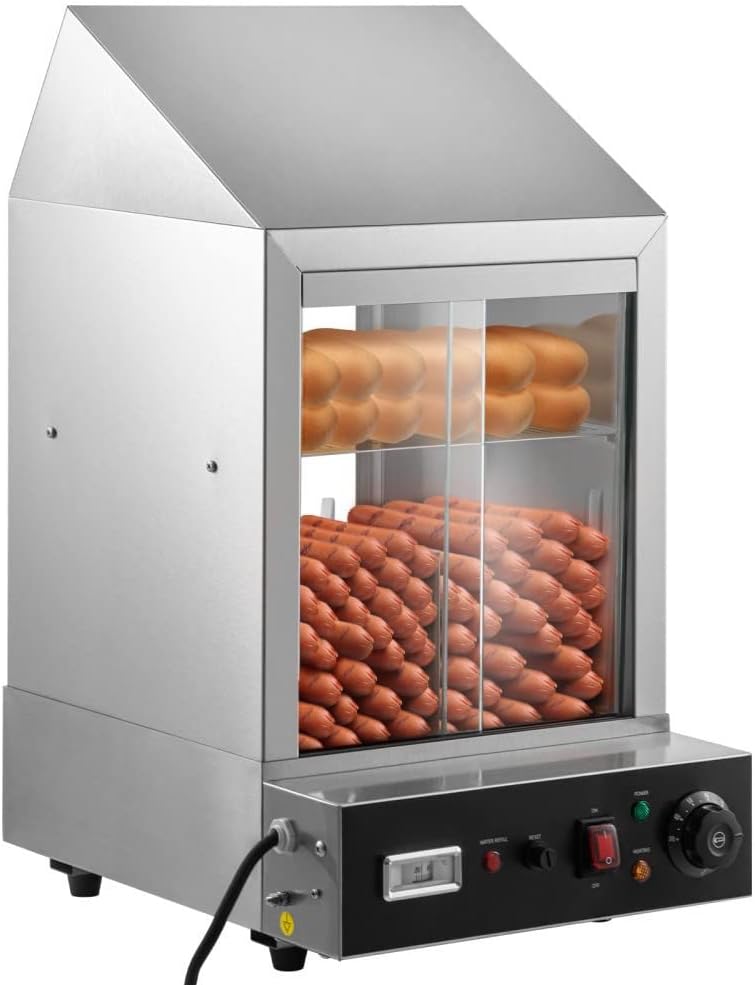 Commercial Hot Dog Steamer 2 Tier Electric Bun Warmer - Heavy Duty, Intelligent Temperature Control, Security First Protection