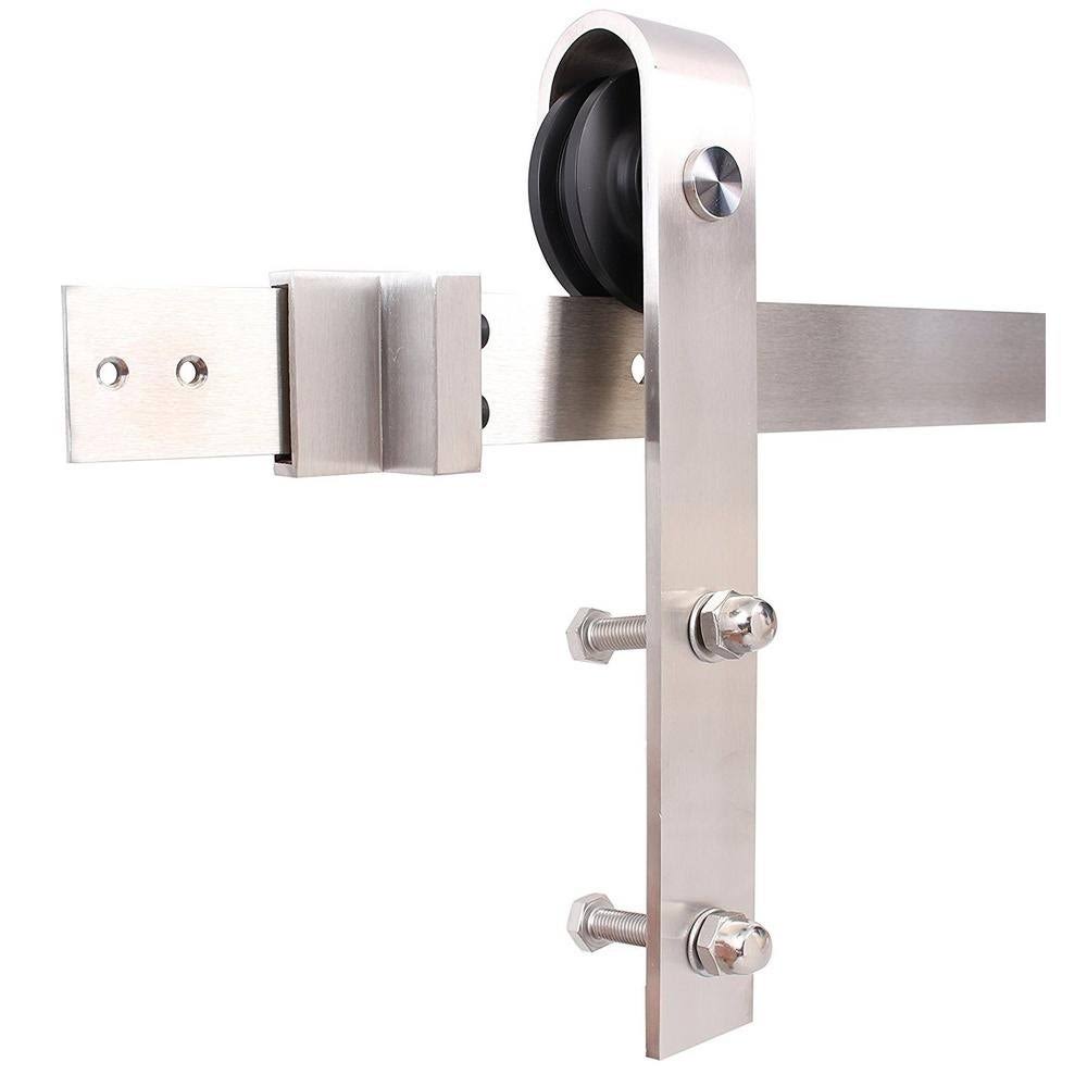 CALHOME K Series 36 in. L x 84 in. H Solid White Stained Knotty Pine Wood Interior Sliding Barn Door with Hardware Kit