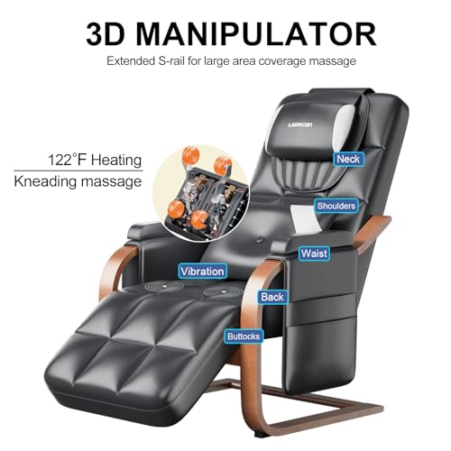 Massage Chair Full Body, L-Track 4D Zero Gravity Shiatsu Heating Massage Recliner Chair,PU Leather,Adjustable Footrest for Study, Office, Living Room，Assembly Required