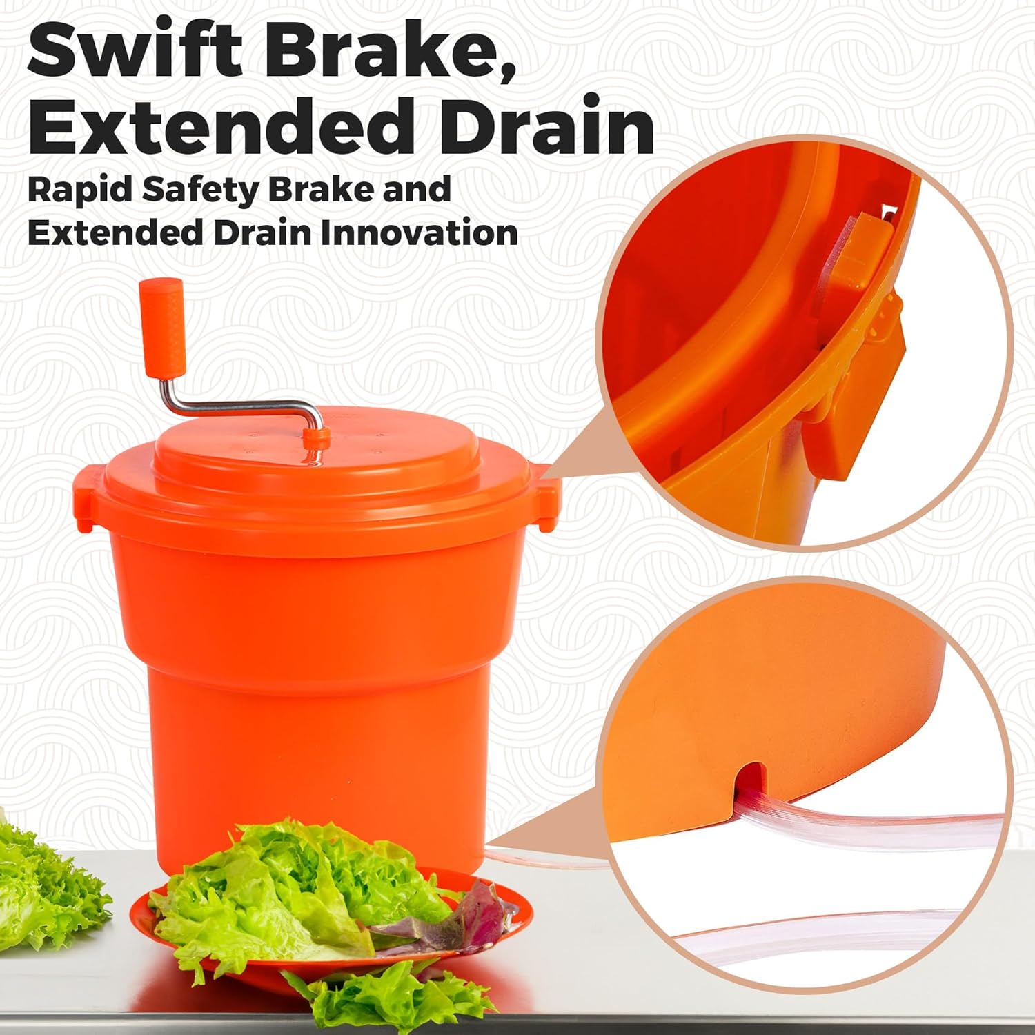 TK 5 Gallon/20 Qt Large Salad Spinner - 2024 Upgrade - 7 Heads of Lettuce - Commercial Manual Lettuce Spinner - 10 Second Dry Time, Heavy Duty Durable Salad Washer with Extended Draining Tube