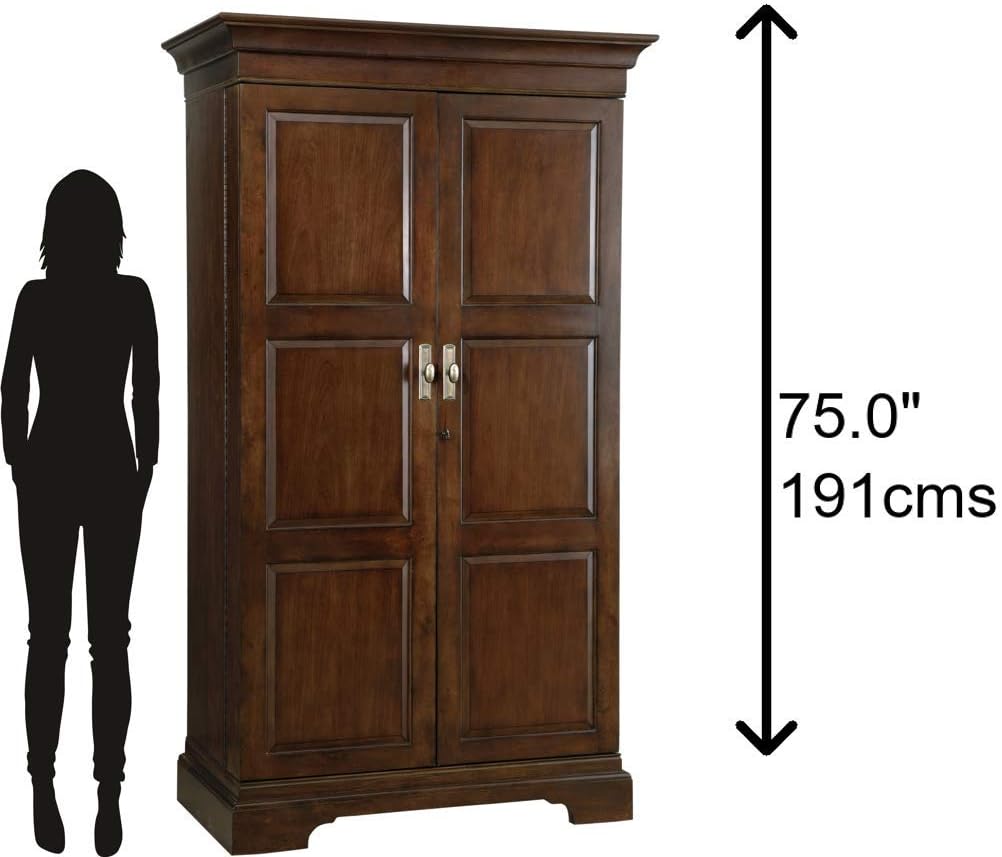 Howard Miller Sonoma II Wine & Bar Cabinet 695-065 – Cherry Bordeaux Finish, Lightly Distressed, Home Liquor Storage, Wooden Stemware Rack, 22 Bottle Wine Storage, Front Locking Doors