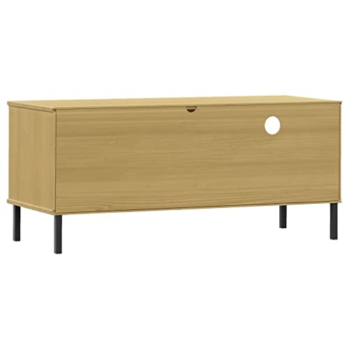 TV Stand with Metal Legs Brown Solid Wood Pine,Versatile Pine Wood TV Stand with Storage, Rustic TV Cabinet for Living Room, Bedroom, or Home Office Furniture for TV & Media, Entertainment Centers