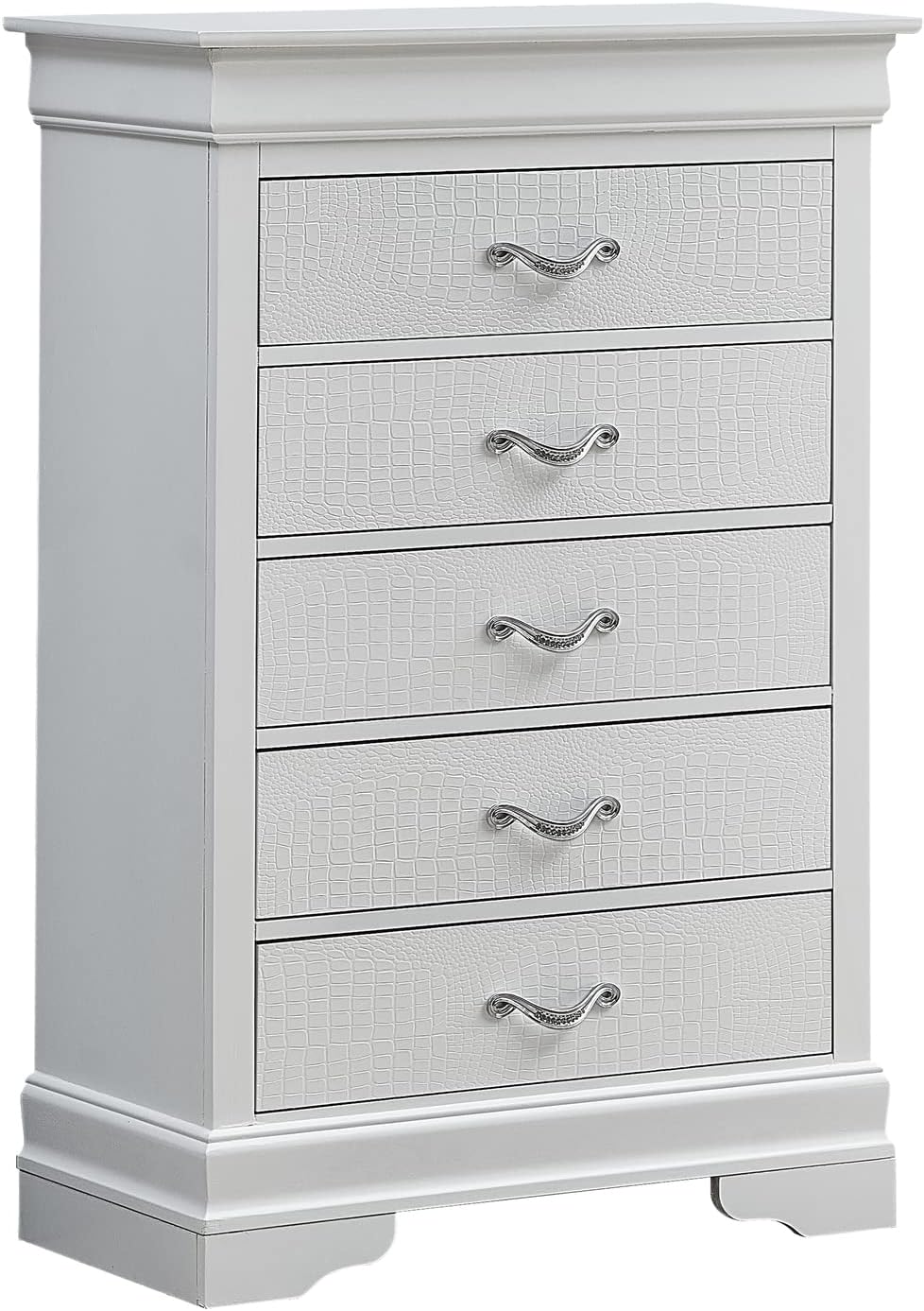 Glory Furniture Lorana 5 Drawer Chest in Pearl White