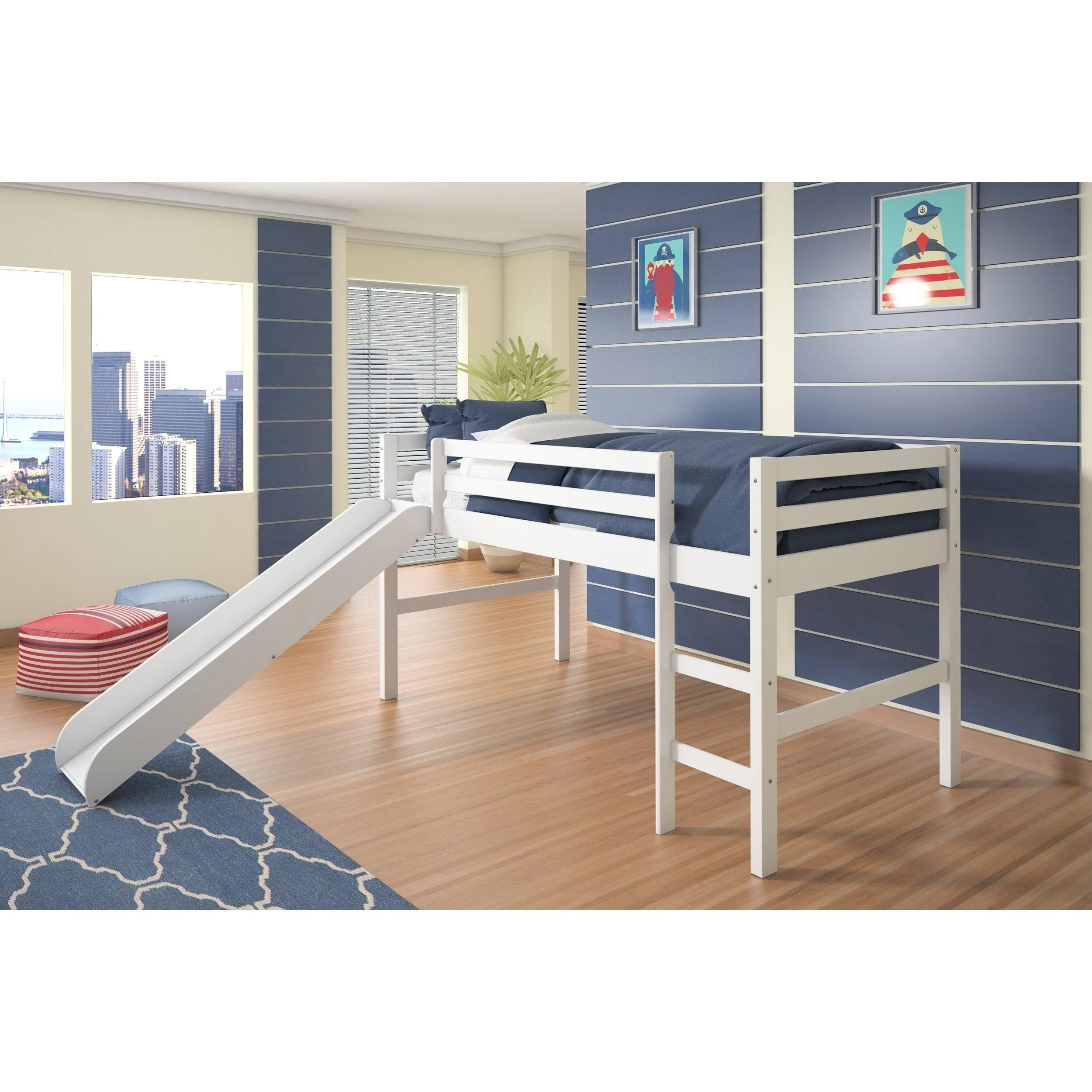 Donco Kids Twin Loft Tent Bed with Slide - Light Espresso