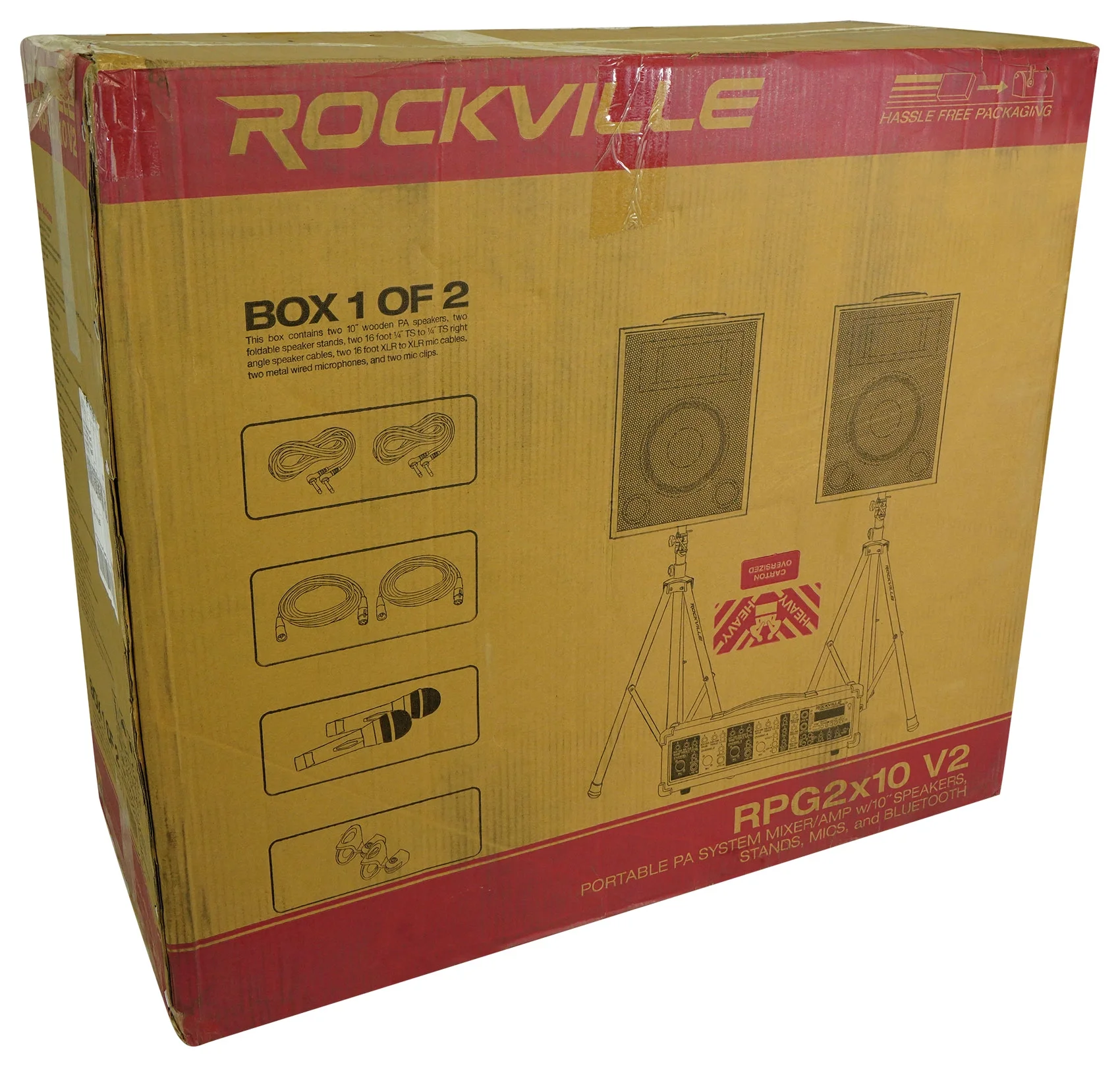 Rockville RPG2X10 Package PA System Mixer/ Amp+10 inch Speakers+Stands+Mics+ Bluetooth