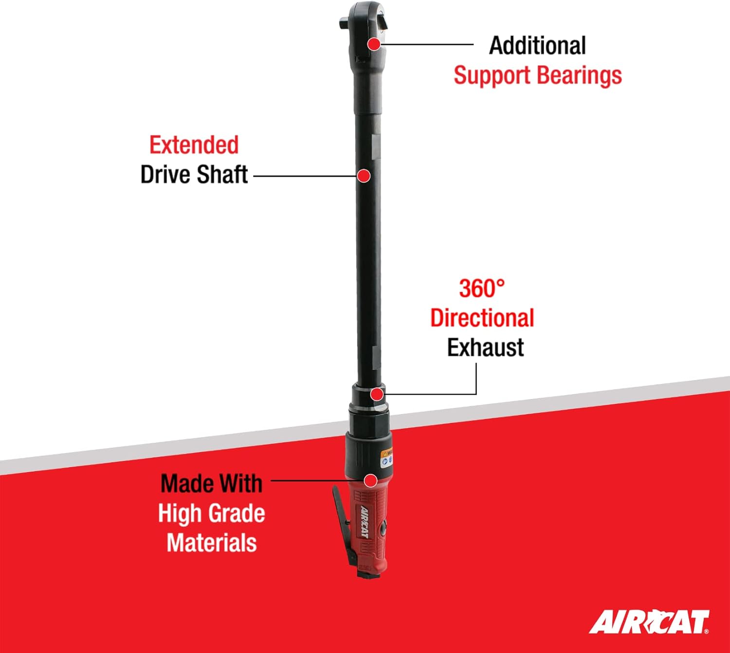 AIRCAT 808-22: 22.5 Inch Long Reach Ratchet 160 RPM, 65 ft-lbs Maximum Torque