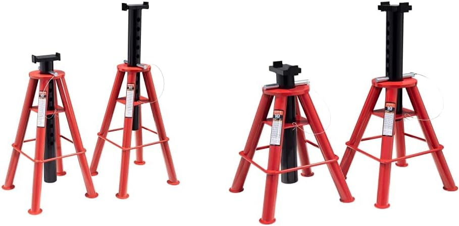 Sunex 1410 10-Ton, High Height, Pin Type, Jack Stands, Pair & Lisle 19852 Truck and Trailer Wheel Pan