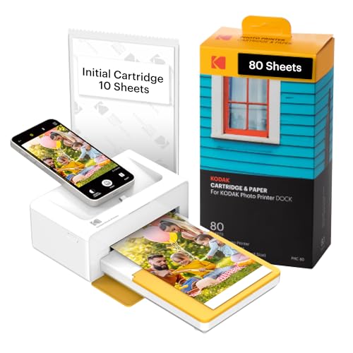 KODAK Dock Plus 4PASS Instant Photo Printer, 4x6 inches, 90 Sheets Bundle
