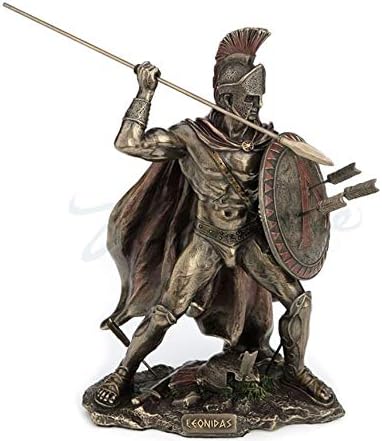 Veronese Design 8.5 Tall King Leonidas Greek Warrior of Sparta Cold Cast Bronzed Resin Sculpture Statue