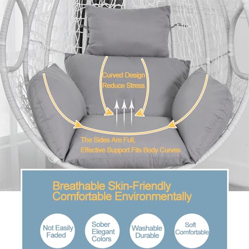 Swing Egg Chair Cushion, Thickened Hanging Basket Seat Cushion, Washable Hammock Chair Cushion, Outdoor Patio Hanging Chair Cushion Replacement (Only Cushion) (Blue)