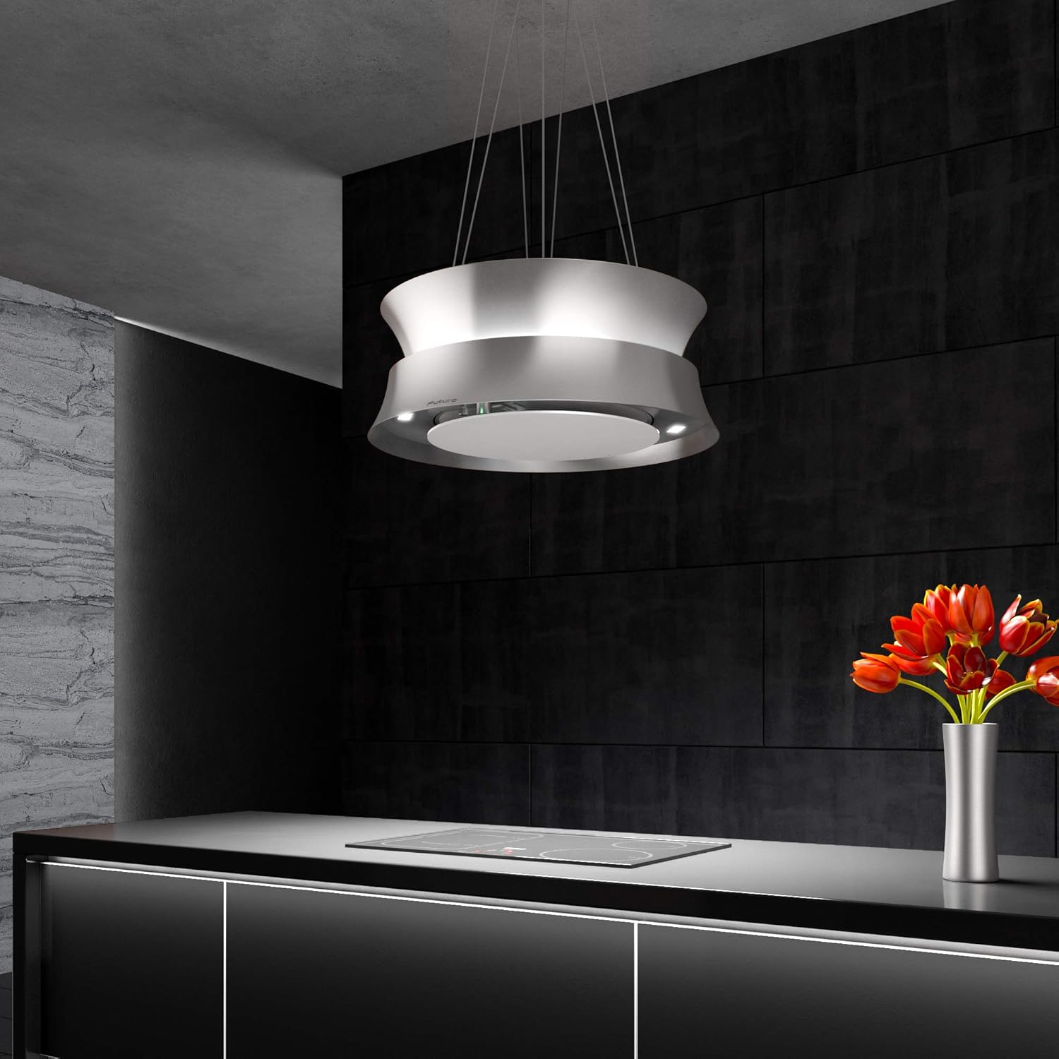 Futuro Futuro Island Mount DUCTLESS ONLY Range Hood 24" 940-CFM | Arena Inox | Stainless Steel Vent Hood | Contemporary Modern Italian Exhaust Fan | LED, Ultra-Quiet with Blower