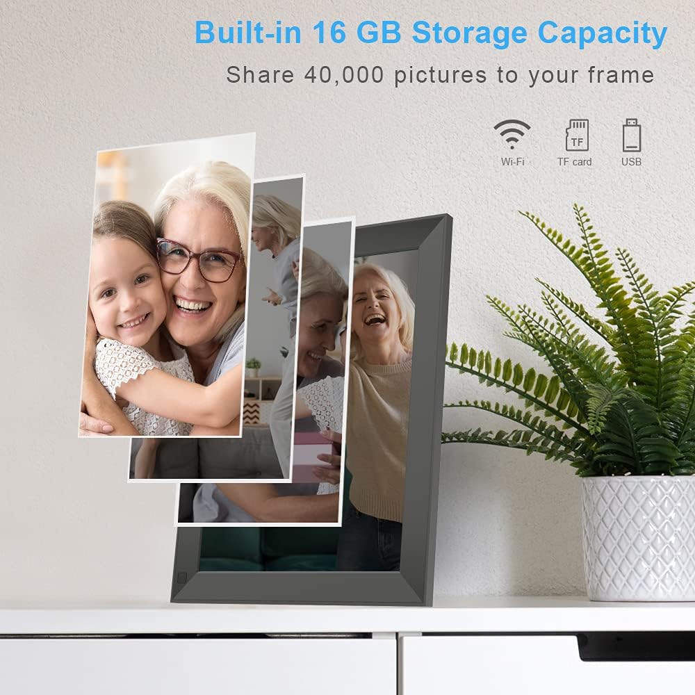 BSIMB Digital Picture Frame IPS Display, Wall-Mountable Electric Photo Frame with Remote Control, Place in Landscape&Portrait, Gift for Mother's Day