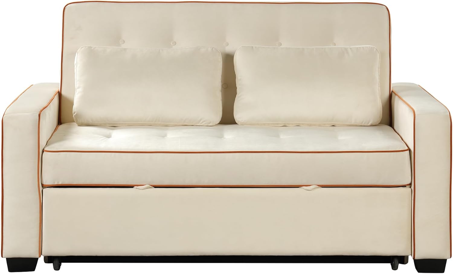 3 in 1 Multi-Functional Pull Out Sofa Bed , Velvet Upholstered Convertible Sleeper Loveseat Couch Guest Daybed with Adjustable Backrest and Dual USB Charging Port for Living Room Office RV Furniture