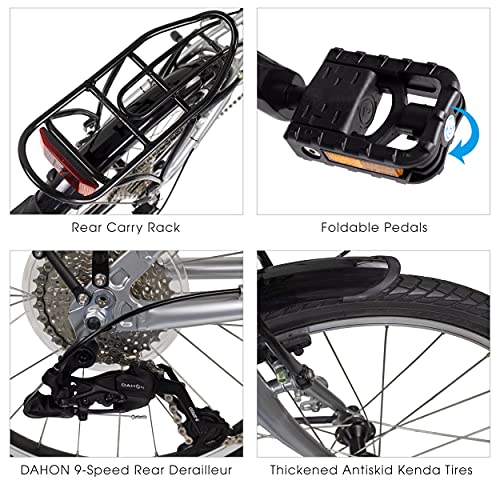 Dahon Mariner D8 Folding Bike, Lightweight Aluminum Frame; 8-Speed Gears; 20” Foldable Bicycle for Adults
