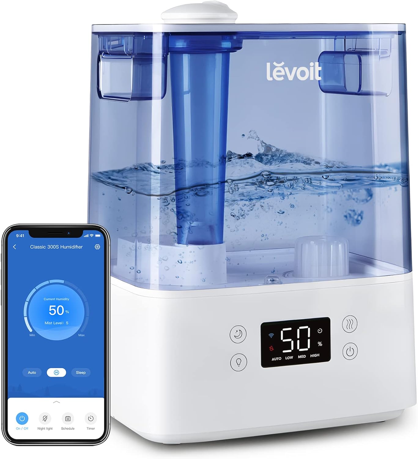 LEVOIT Humidifiers Bundle - Classic300S Ultrasonic Smart Top Fill Humidifier (6L Tank) + 4L Humidifiers for Bedroom