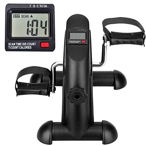 Mini Exercise Bike Seated Exerciser Stationary Pedal Bike for Legs and Arms Cycling with LCD Monitor, Portable Pedal Exerciser Arm Leg Cycle Gym Fitness