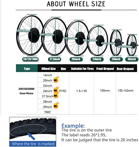 Electric Bike Conversion Kit 20"/24"/26"/27.5"/28"/29"/700C Front Wheel Electric Bike Conversion Kit,48V 1000W/1500W Electric Bicycle Motor Conversion Kit E-Bike Hub Motor with PAS System